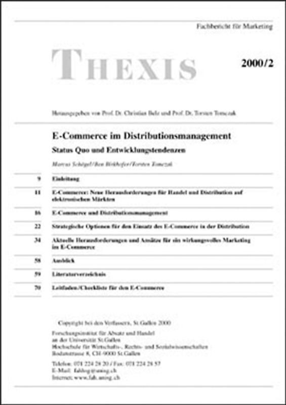 E-Commerce im Distributionsmanagement - Status Quo und Entwicklungstendenzen