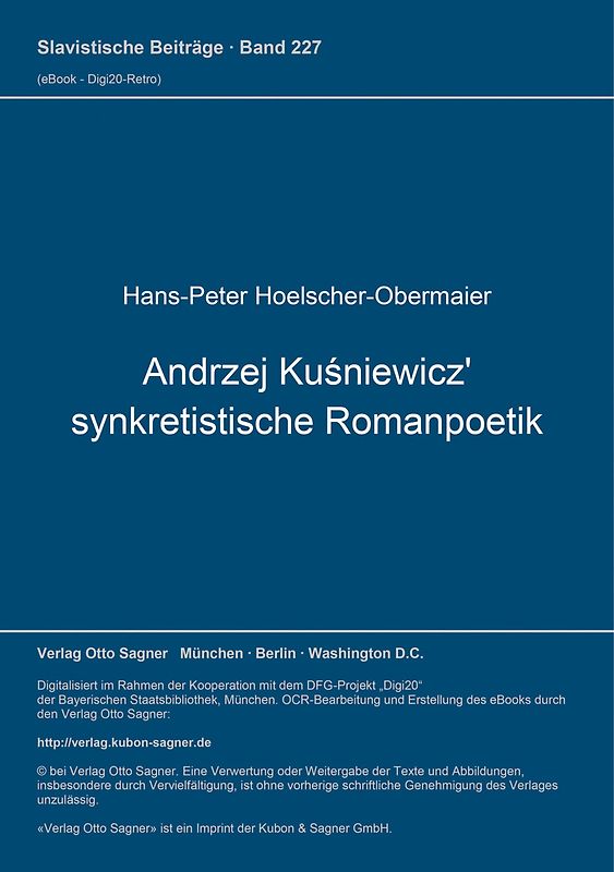Andrzej Kuśniewicz' synkretistische Romanpoetik