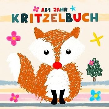 Kritzelbuch ab 1 Jahr: Malbuch für Kinder mit einfachen Bilder - Malbuch für Kinder zum Kritzeln und Ausmalen - Erste Tiere, Fahrzeuge und Blumen ausmalen lernen.