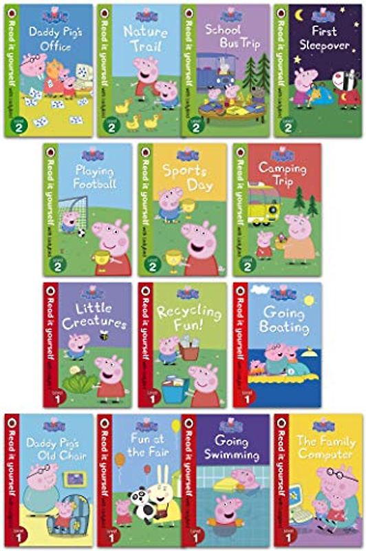 Peppa Pig Read It Yourself with Ladybird 14 Books Children Collection Set for Level 1 and 2