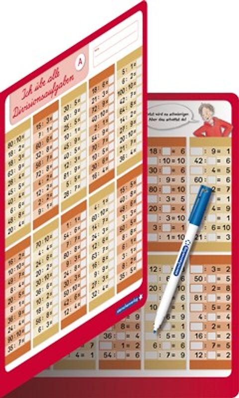 Ich übe alle Divisionsaufgaben mit Stift