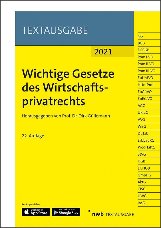 Wichtige Gesetze des Wirtschaftsprivatrechts