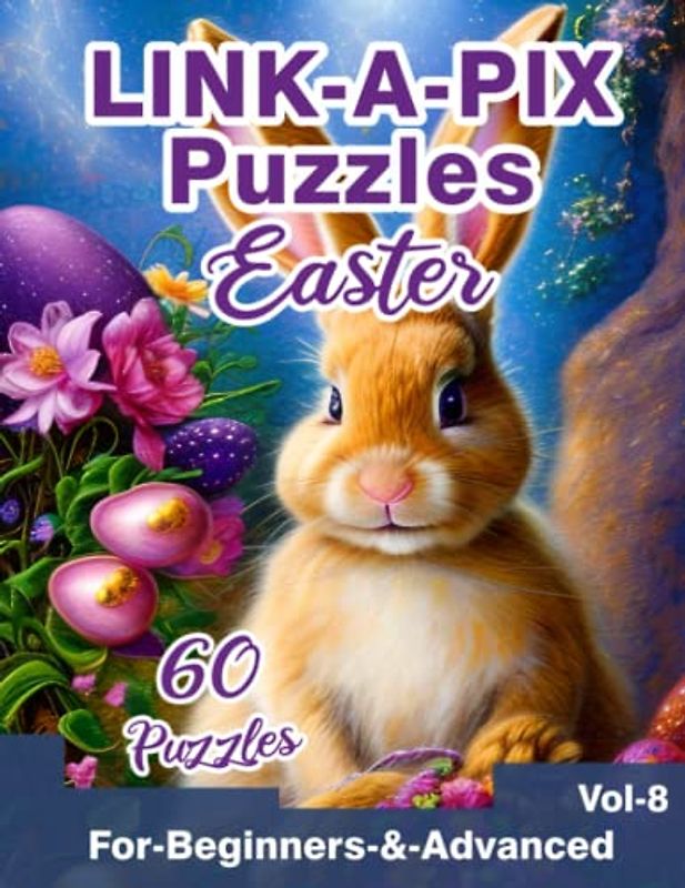 Link-A-Pix Puzzles Easter: Bridge Puzzle Book for Easter Season with 60 Medium Brainteasers for Adults & Kids