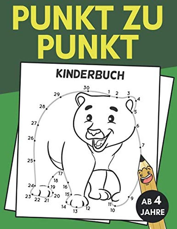 Punkt zu Punkt kinder Ab 4: 60 Tiere zum Zeichnen, Punkt zu Punkt Tiere Malbuch ! Punkt zu Punkt bis 30-50 (Punkt zu punkt mit den zahlen für Jungen und Mädchen)