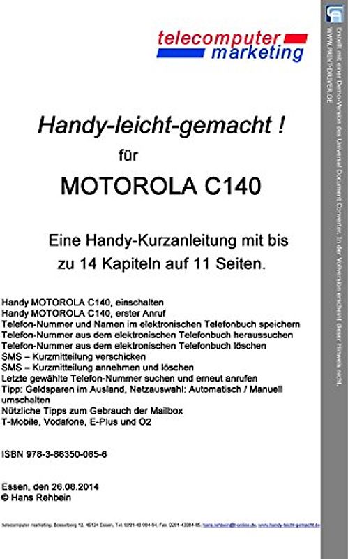 Motorola C140-leicht-gemacht. Handy-leicht-gemacht für Motorola C140