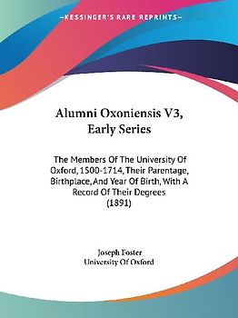 Alumni Oxoniensis V3, Early Series