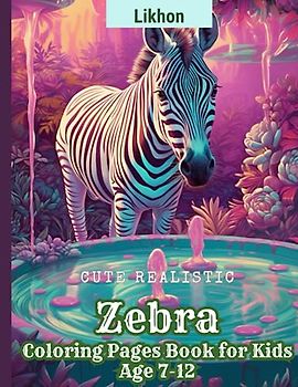 Likhon Cute Realistic Zebra Coloring Pages Book for Kids Age 7-12