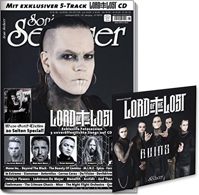 Sonic Seducer 2018-07 + Titelstory Lord Of The Lost + exclusive 5-Track EP Ruins von Lord Of The Lost: Mit Lord Of The Lost-Titelstory + exclusive 5-Track EP 'Ruins' von Lord Of The Lost