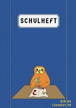 Schulheft A4 Lineatur 28: Matheheft 28 kariert mit rand a4 | Doppelrand 50 Blatt | Blau