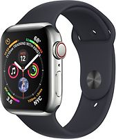 Apple Watch Series 4 44mm caja de acero inoxidable en plata y correa deportiva negra [Wifi + Cellular]