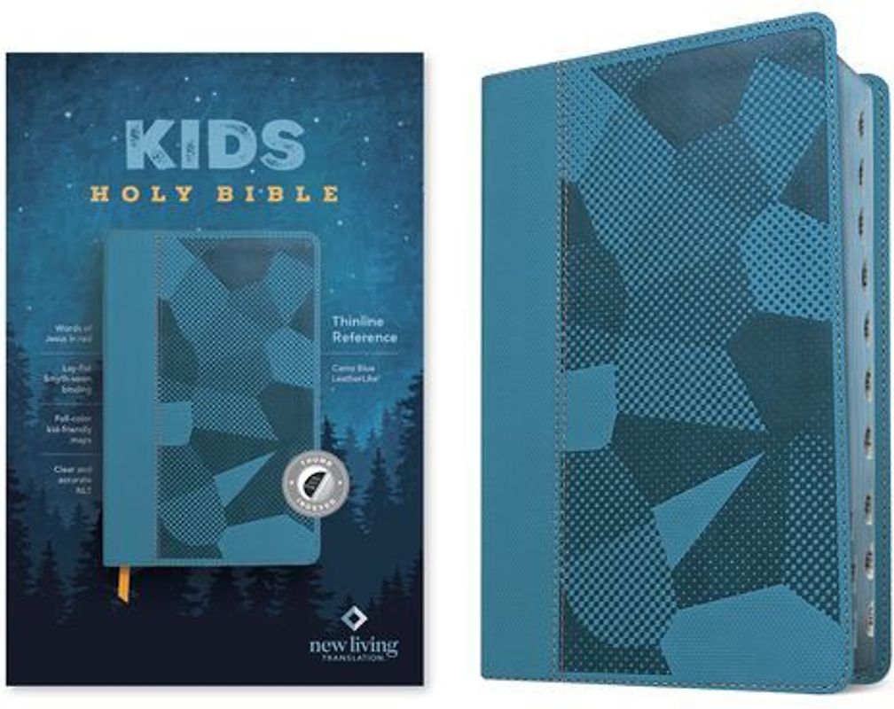 NLT Kids Bible, Thinline Reference Edition (Leatherlike, Camo Blue, Indexed, Red Letter)