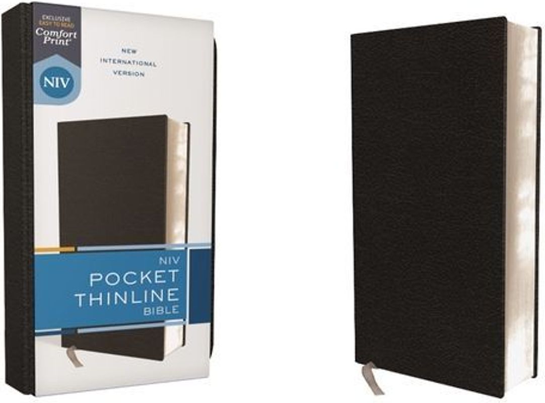 Niv, Pocket Thinline Bible, Bonded Leather, Black, Red Letter, Comfort Print