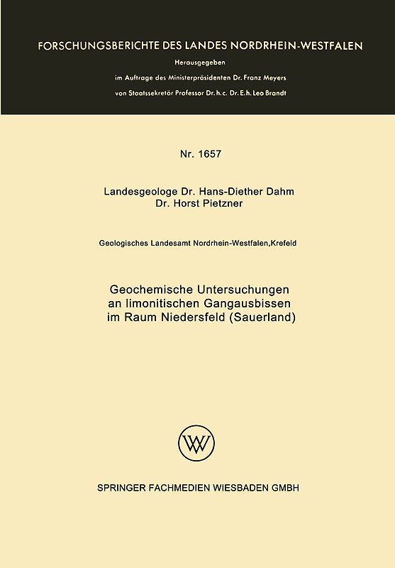 Geochemische Untersuchungen an limonitischen Gangausbissen im Raum Niedersfeld (Sauerland)