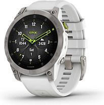 Garmin Epix (Gen 2) 47 mm blanc pierre/titane avec bracelet en silicone blanc [Wi-Fi, Sapphire Edition]