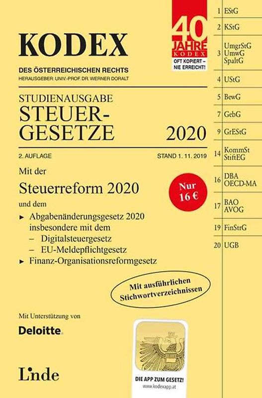 KODEX Studienausgabe Steuergesetze 2020
