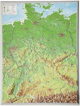 Deutschland klein 1:2.4MIO: Reliefkarte von Deutschland klein Din A3 (Tiefgezogenes Kunststoffrelief)