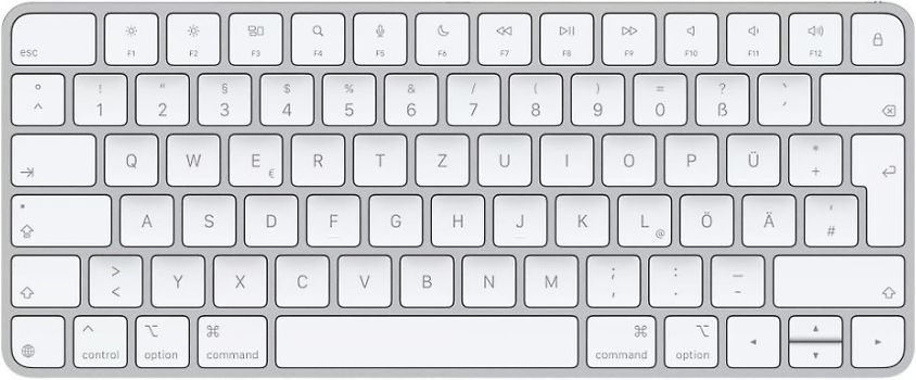 Apple Magic Keyboard [deutsches Tastaturlayout, QWERTZ, USB-C] silber mit weißen Tasten