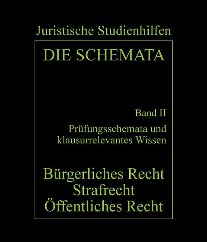 Die Schemata / Prüfungsschemata und klausurrelevantes Wissen - Bürgerliches Recht, Strafrecht, Öffentliches Recht