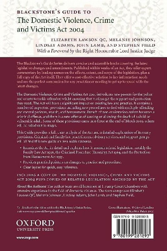 Blackstone's Guide to the Domestic Violence, Crime and Victims Act 2004