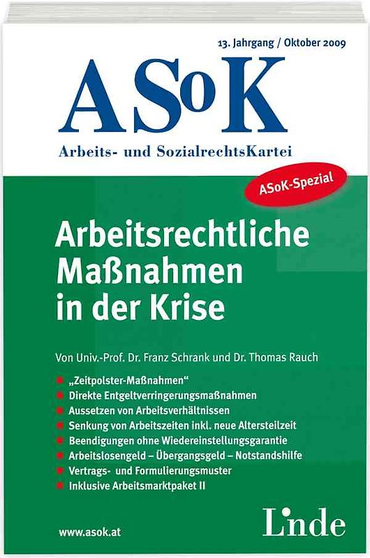 ASoK-Spezial Arbeitsrechtliche Maßnahmen in der Krise