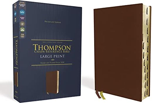 NIV, Thompson Chain-Reference Bible, Large Print, Genuine Leather, Cowhide, Brown, Red Letter, Art Gilded Edges, Thumb Indexed, Comfort Print: New ... Brown, Thompson Chain-reference Bible