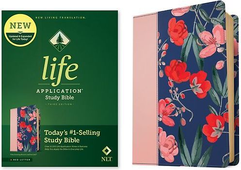 NLT Life Application Study Bible, Third Edition (Leatherlike, Pink Evening Bloom, Red Letter)