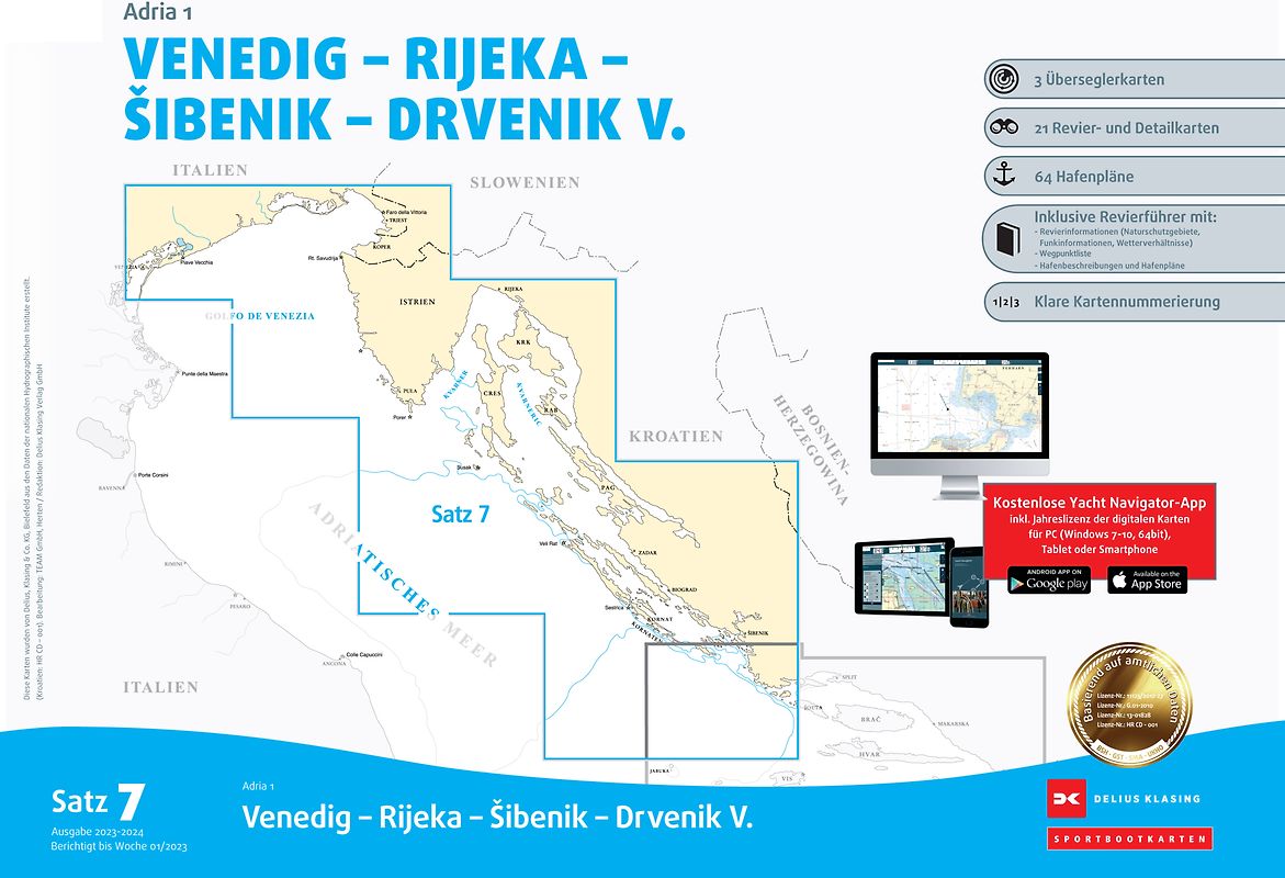 Sportbootkarten Satz 7: Adria 1 (Ausgabe 2023/2024)