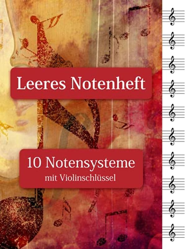 Leeres Notenheft - 10 Notensysteme mit Violinschlüssel