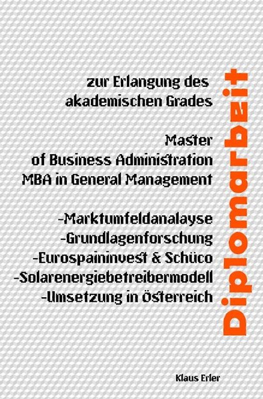 Diplomarbeit - Solarenergiebetreibermodell-Umsetzung in Österreich