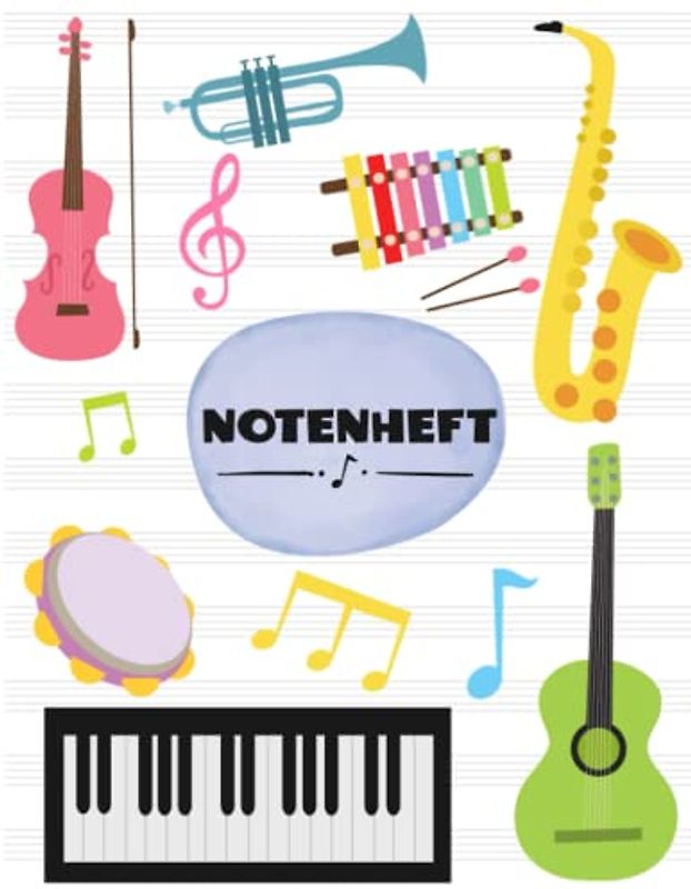 Notenheft A4 ohne Hilfslinien 100 Seiten 12 leere Notensysteme pro Seite: Notenbuch leer