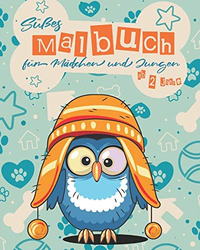 Süßes Malbuch für Mädchen und Jungen ab 2 Jahre: Mein erstes Malbuch ab 2 jahren, Spaß mit lustigen Tieren.