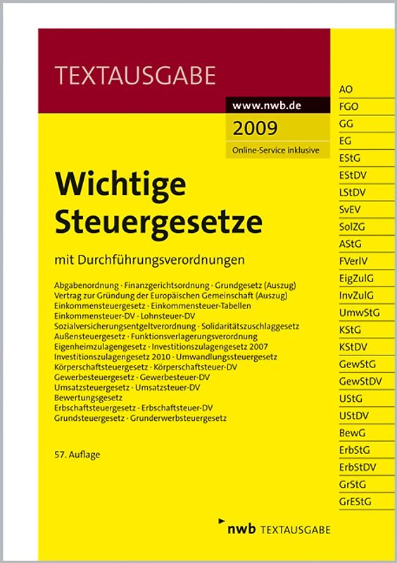 Wichtige Steuergesetze