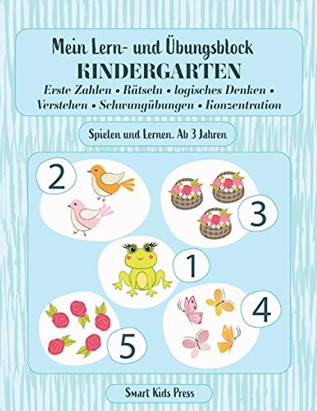 Mein Lern- und Übungsblock KINDERGARTEN: Erste Zahlen, Rätseln, logisches Denken, Verstehen, Schwungübungen, Konzentration. Spielen und Lernen ab 3 jahren. (Kindergartenblock, Band 1)