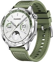 Huawei Watch GT 4 46 mm argent avec bracelet tissé vert