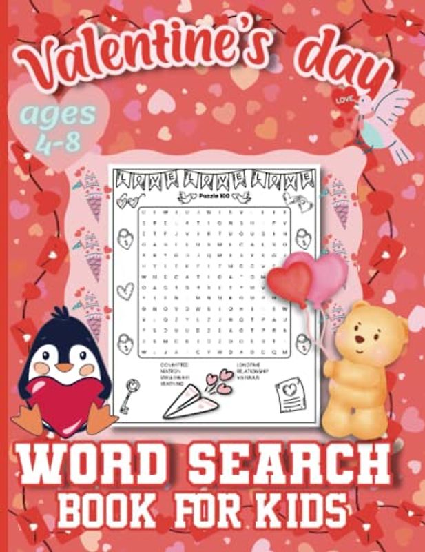 Valentine's day Word Search Book for kids ages 4-8: Valentine's Day Search and Find Puzzle Book: 100 Word Puzzles for Little Kids, Toddlers and Preschoolers Ages 4-8