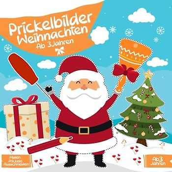 Prickelbilder Weihnachten: Prickelset Weihnachten Basteln kinder 3 jahre - Prickeln Malen und Ausschneiden Prickelblock für Jungen und Mädchen - Prickelset Kinder ab 3 Weihnachten bastelset kinder