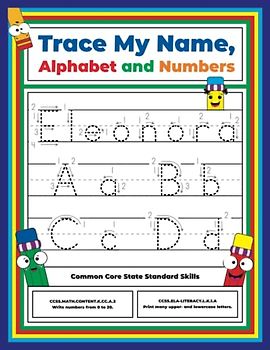 Trace My Name, Alphabet, and Numbers Workbook for Eleonora: Letter and Number Tracing with Arrow Guides and Start Dots