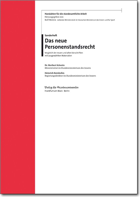 Das neue Personenstandsrecht