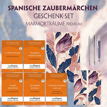 Spanische Zaubermärchen Geschenkset - 5 Bücher (mit Audio-Online) + Marmorträume Schreibset Premium