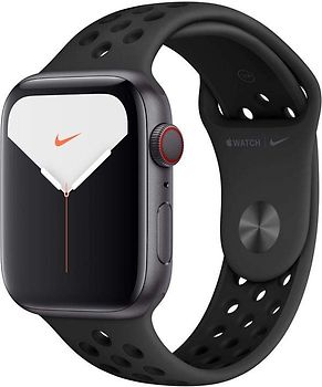 Apple Watch Nike Series 5 44 mm aluminium kast space grey op sportbandje van Nike antraciet/zwart [wifi + cellular]