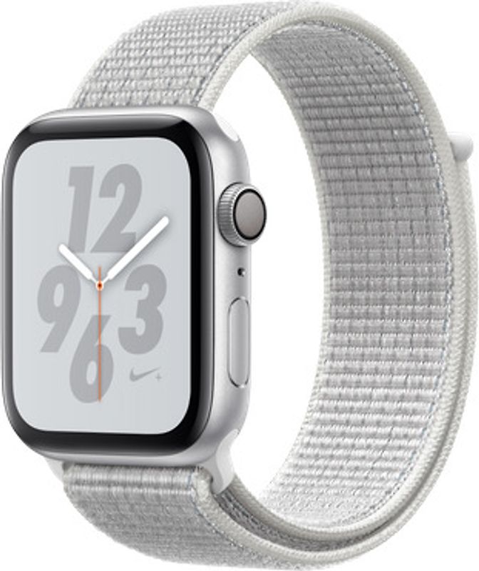 Apple Watch Nike+ Serie 4 44 mm alloggiamento in alluminio argento con Loop sportivo Nike summit bianco [Wi-Fi]