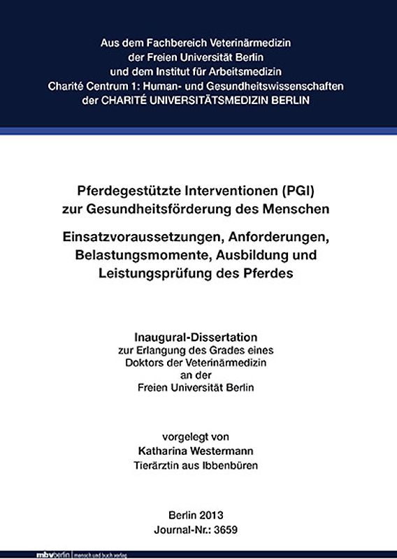 Pferdegestützte Interventionen (PGI) zur Gesundheitsförderung des Menschen