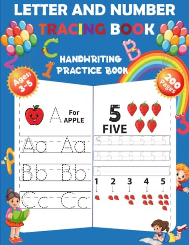Letter And Number Tracing Book For Kids Ages 3-5- Handwriting practice book for preschoolers and kindergarten.