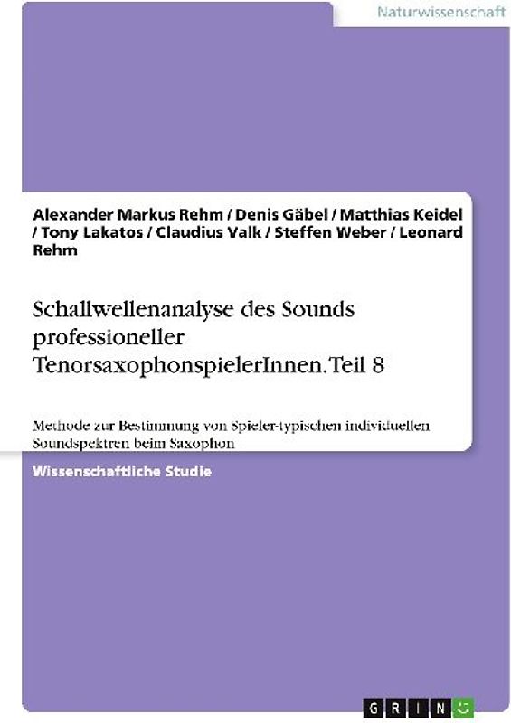 Schallwellenanalyse des Sounds professioneller TenorsaxophonspielerInnen. Teil 8
