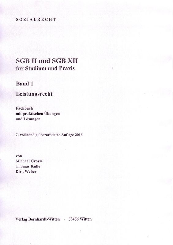 SGB II und SGB XII für Studium und Praxis, Band 1