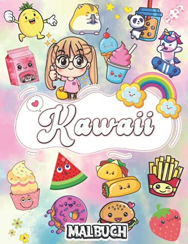 Kawaii Malbuch: Für Erwachsene und Kinder, Mädchen/Jungen, alle Altersgruppen, Teenager, 70+ lustige und super süße Kawaii-Tiere, Katzen, Hunde, ... entzückende Seiten-Designs zum Ausmalen