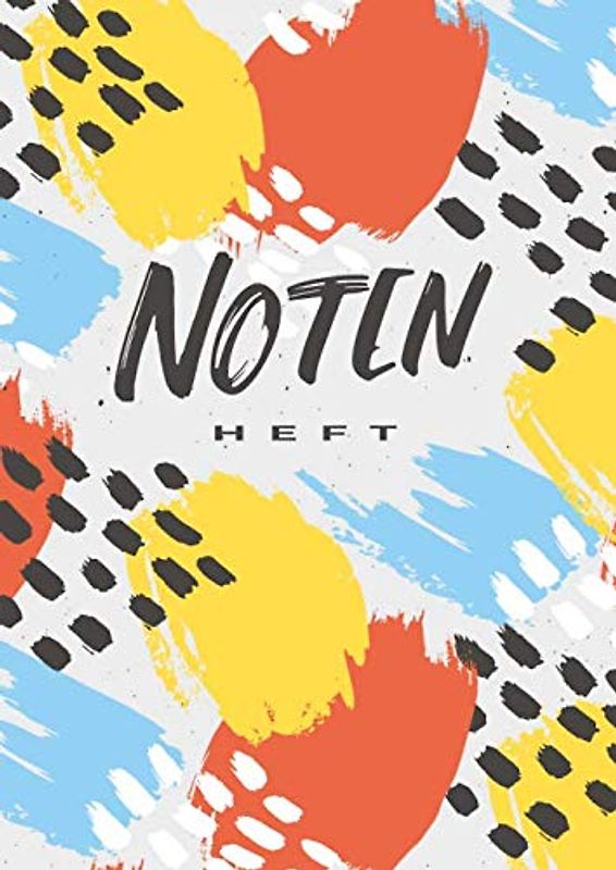 NOTENHEFT: DIN A4 Quer für Anfänger und Fortgeschrittene / Blanko NotenBlock / Leere Notenzeilen / Notensystem / für die Schule / Komponist / Modern bunt