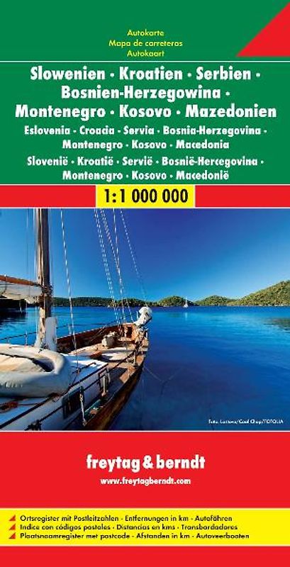 freytag & berndt Straßenkarte Slowenien - Kroatien - Serbien - Bosnien Herzegowina - Montenegro - Mazedonien 1:1 Mio.