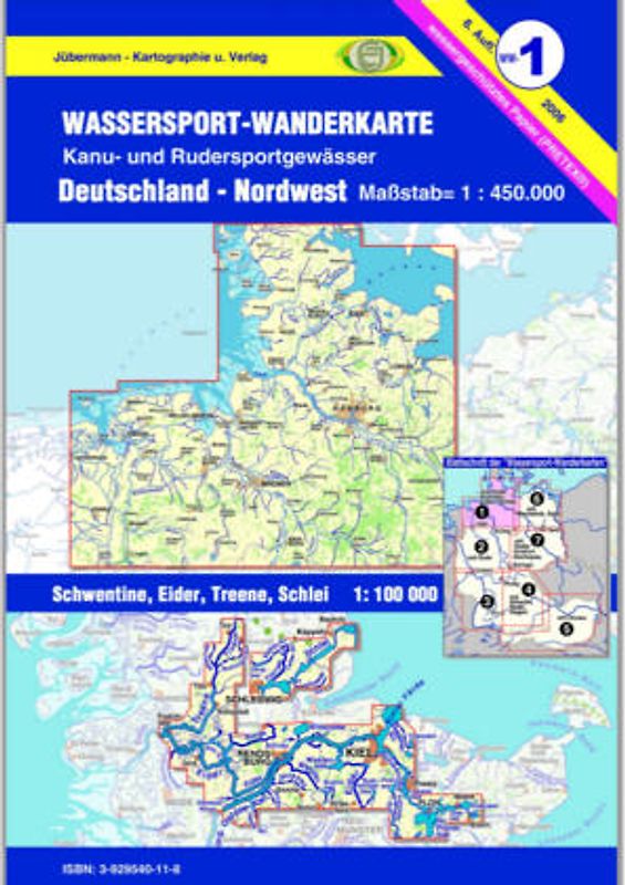 Wassersport-Wanderkarte / Deutschland Nordwest für Kanu- und Rudersport
