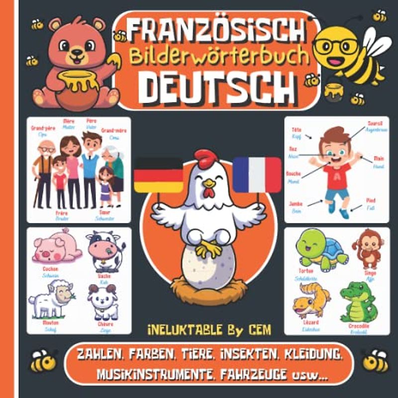 FRANZÖSISCH DEUTSCH BILDERWÖRTERBUCH: Kinderbuch zum Französischlernen, Mädchen und Jungen, Anfänge, farbiges Aktivitätsbuch, erste Wörter auf Französisch